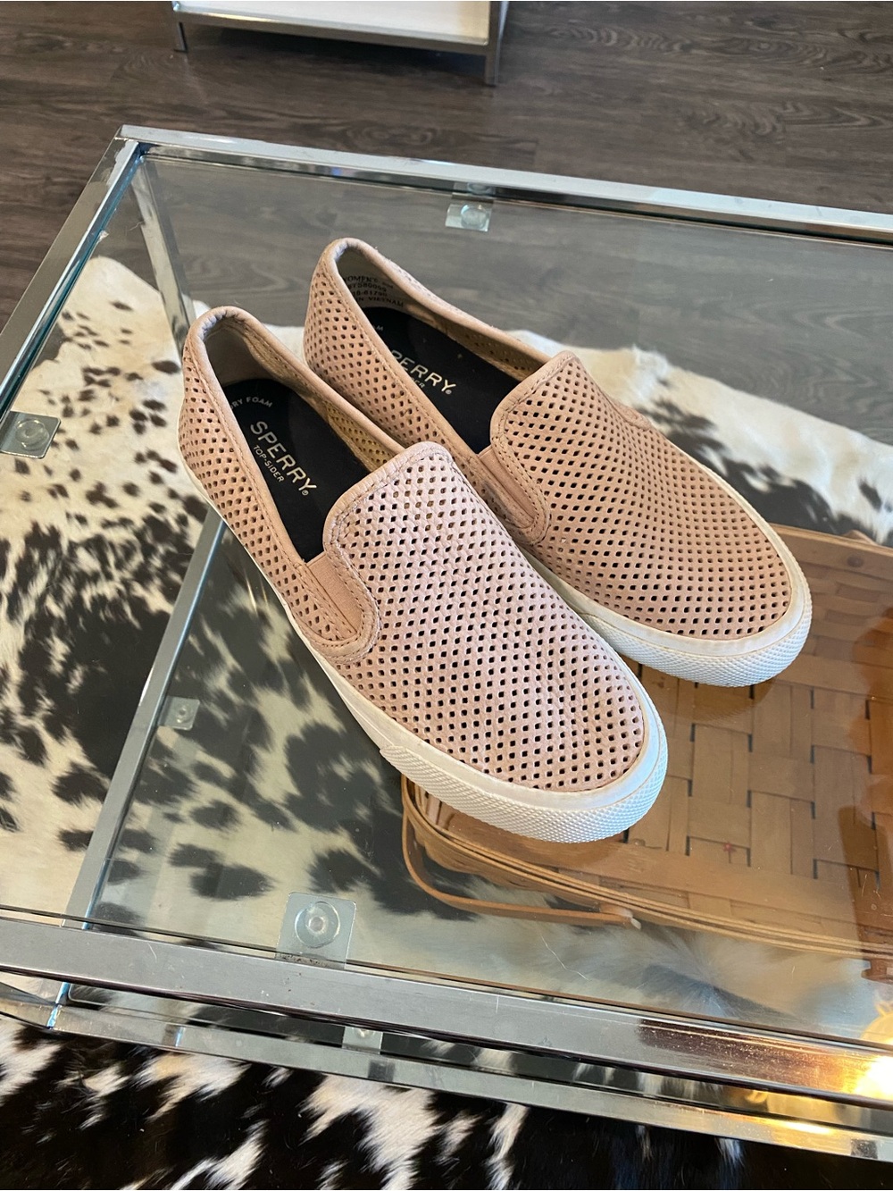 Sperry Perforated Slip-On Sneakers in Blush